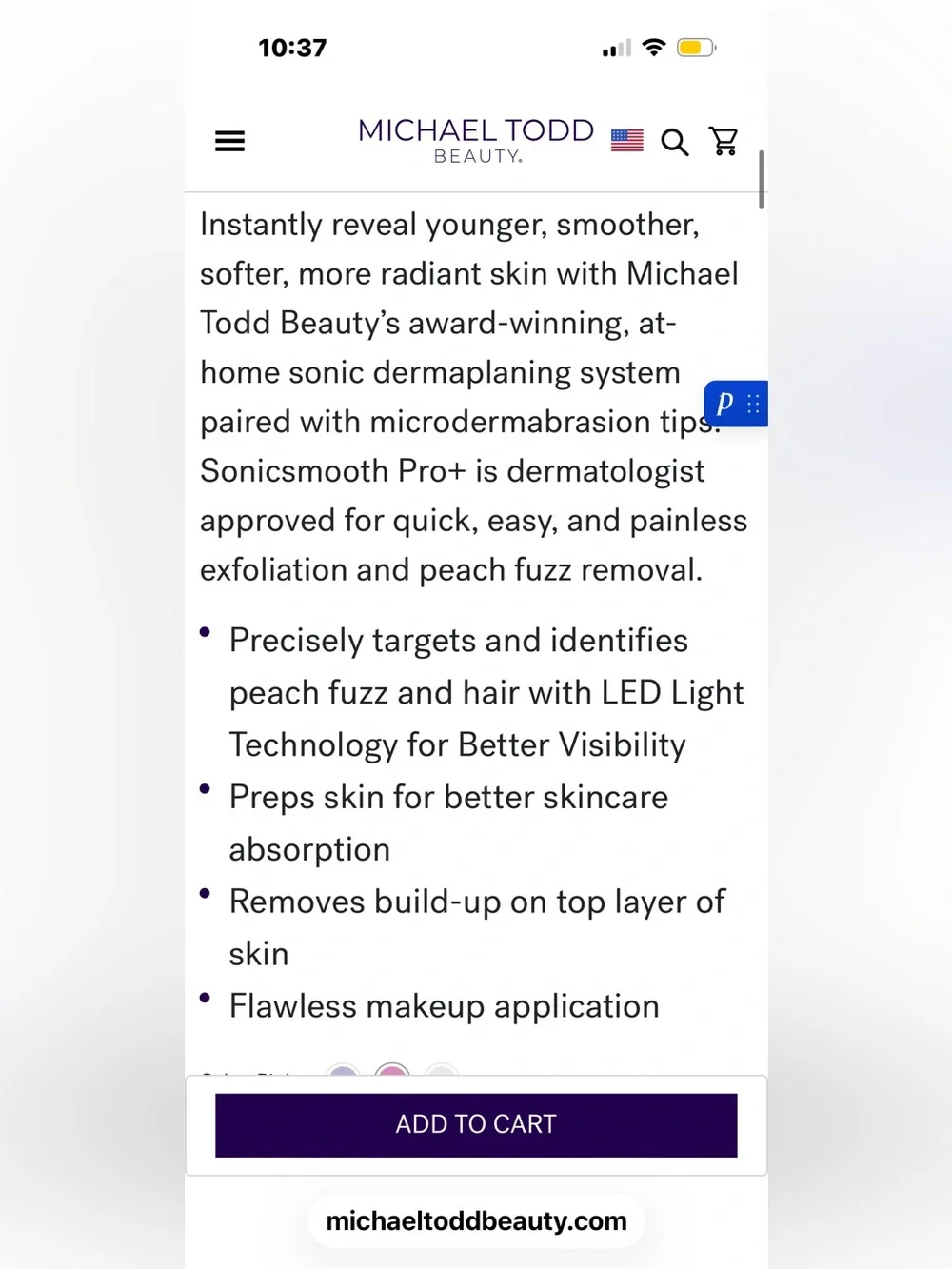 SONICSMOOTH PRO + 2 IN 1 FACIAL EXFOLIATION & PEACH FUZZ HAIR REMOVAL SYSTEM